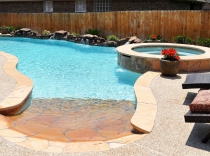 Backyard Beach Entry Pool and Spa