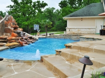Sport Pool with Sundeck Custom Slide Waterfall and Basketball