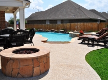 Gas Fire Pit Spa Beach Entry and Weeping Rock Wall