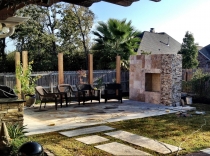 Outdoor Stone Entertainment with Fireplace