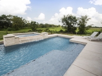 Geometric Pool and Spa with Sheer Descent and Sundeck 80K-to-100K