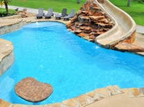 Custom Pool Floating Table Sundeck Bubblers Feature Wall 100K-and-above