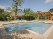 Geometric Pool and Spa with Scuppers, Conroe, TX 80K-to-100K