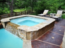 Custom Flagstone Spa with Rock Spillover