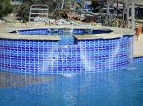 Flagstone and Tile Spillover Custom Spa