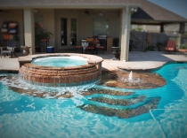 Stacked Flagstone Crescent Custom Spa