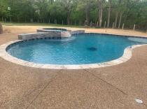 Freeform pool with raised spa
